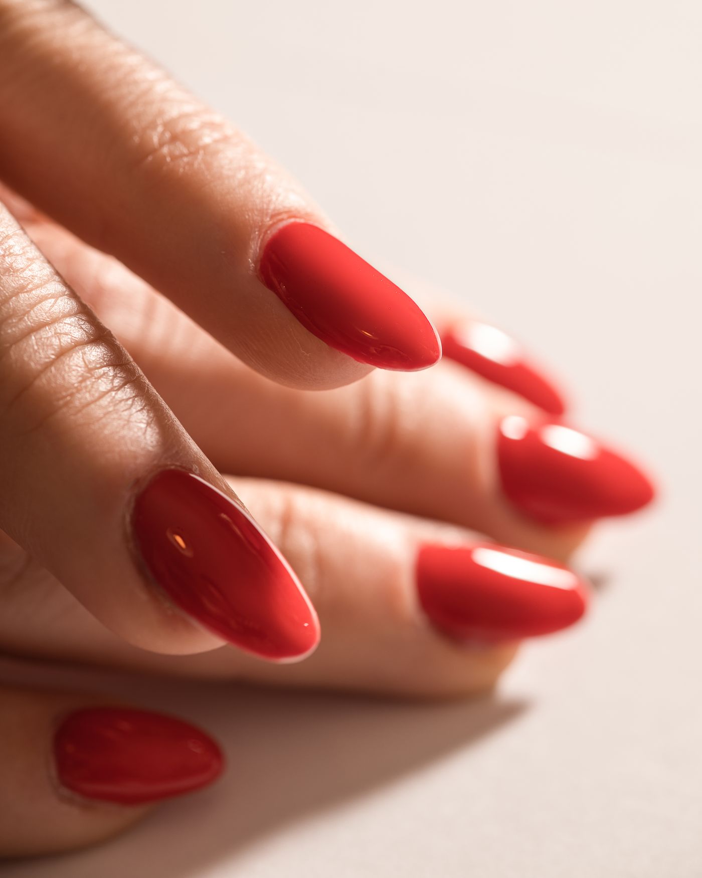 Elegant glossy almond manicure
